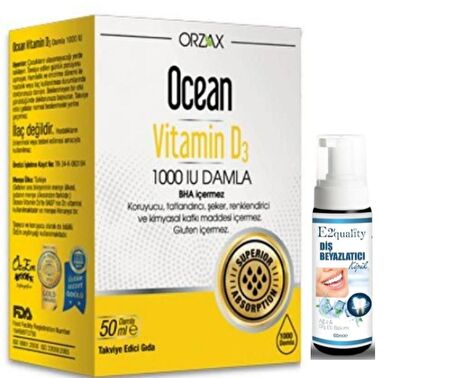 Orzax Ocean Vitamin D3 1000 IU Damla 50 ml - Diş Beyazlatıcı Köpük Hediye