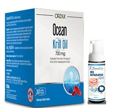 Orzax Ocean Krill Oil 30 Kapsül - Diş Beyazlatıcı Köpük Hediye 