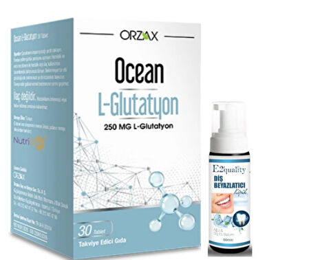 Orzax Ocean L-Glutathione 250 mg 30 Tablet Takviye Edici Gıda - Diş Beyazlatıcı Köpük Hediye