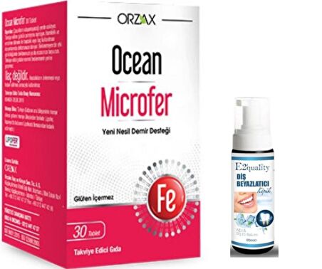 Orzax Ocean Microfer Takviye Edici Gıda 30 Tablet - Diş Beyazlatıcı Köpük Hediye