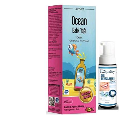 Orzax Ocean Omega3 Şurup 150 ml - Karışık Meyve Aromalı - Diş Beyazlatıcı Köpük Hediye