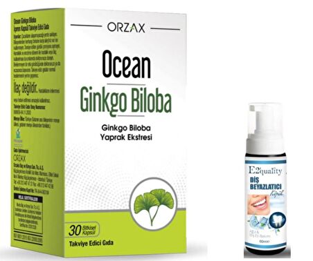 Orzax Ocean Ginkgo Biloba Takviye Edici Gıda 30 Bitkisel Kapsül - Diş Beyazlatici Köpük Hediye