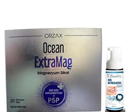 Orzax Ocean Extramag Magnezyum Sitrat Efervesan 30 Saşe - Diş Beyazlatıcı Köpük Hediye 