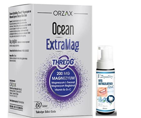 Orzax Ocean ExtraMag Threog Takviye Edici Gıda 60 Tablet - Diş Beyazlatıcı Köpük Hediye