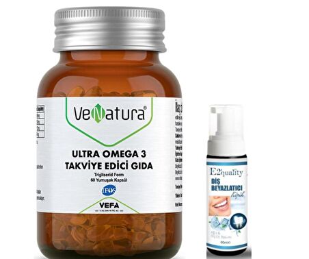 VeNatura Ultra Omega 3 Takviye Edici Gıda 60 Kapsül  - Diş Beyazlatıcı Köpük Hediye