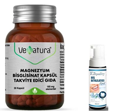 VeNatura Magnezyum Bisglisinat 30 Kapsül - Diş Beyazlatıcı Köpük Hediye
