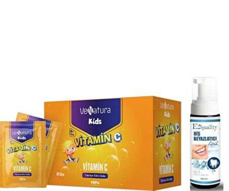 VeNatura Kids Vitamin C Takviye Edici Gıda 30 Saşe  - Diş Beyazlatıcı Köpük Hediye 