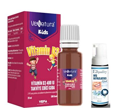 Venatura Kids Vitamin D3 400 IU Takviye Edici Gıda 20 ml  - Diş Beyazlatıcı Köpük Hediye