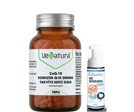 Venatura CoQ-10 Koenzim Q10 200 mg Takviye Edici Gıda 30 Kapsül  - Diş Beyazlatıcı Köpük Hediye