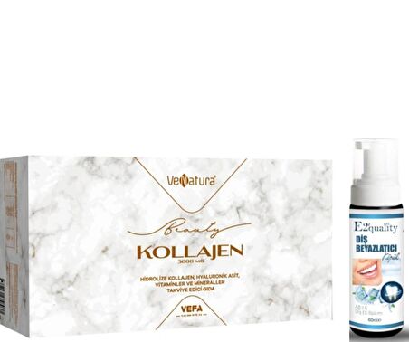 VeNatura Beauty Kollajen 5000 MG Takviye Edici Gıda 30 Saşe - Diş Beyazlatıcı Köpük Hediye 