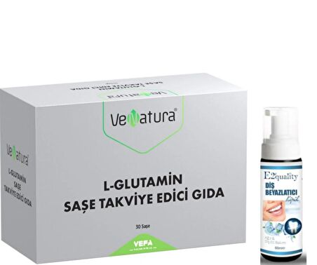 VeNatura L-Glutamin Takviye Edici Gıda 30 Saşe  - Diş Beyazlatıcı Köpük Hediye 