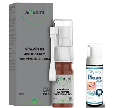 VeNatura Vitamin D3 400 IU Sprey Takviye Edici Gıda 20 ml  - Diş Beyazlatıcı Köpük Hediye 