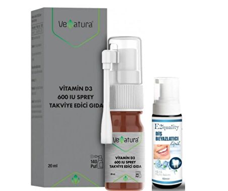 VeNatura Vitamin D3 600 IU Sprey Takviye Edici Gıda 20 ml - Diş Beyazlatıcı Köpük Hediye 