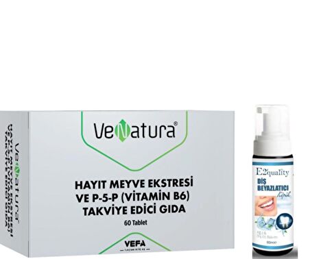 VeNatura Hayıt Meyve Ekstresi ve P-5-P (Vitamin B6) 60 Tablet - Diş Beyazlatıcı Köpük Hediye 