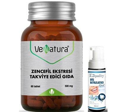 VeNatura Zencefil Ekstresi Takviye Edici Gıda 60 Tablet - Diş Beyazlatıcı Köpük Hediye