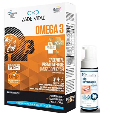 Zade Vital Omega 3 Forte Balık Yağı 40 Yumuşak Kapsül -  Diş Beyazlatıcı Köpük Hediye 