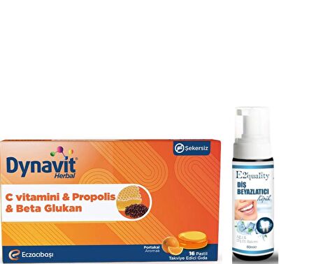 Eczacıbaşı Dynavit Herbal C Vitamini - Propolis ve Beta Glukan İçerikli Pastil 16 Adet - Diş Beyazlatıcı Köpük Hediye