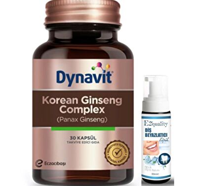 Eczacıbaşı Dynavit Korean Ginseng Complex Takviye Edici Gıda 30 Kapsül - Diş Beyazlatıcı Köpük Hediye