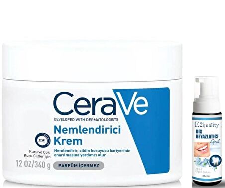 CeraVe Nemlendirici Krem 340 g - Diş Beyazlatıcı Köpük Hediye