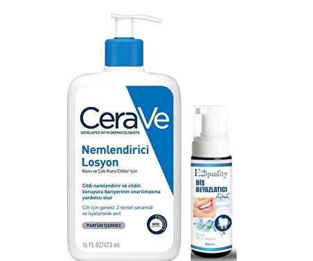 CeraVe Nemlendirici Losyon 473 ml - Diş Beyazlatıcı Köpük Hediye 