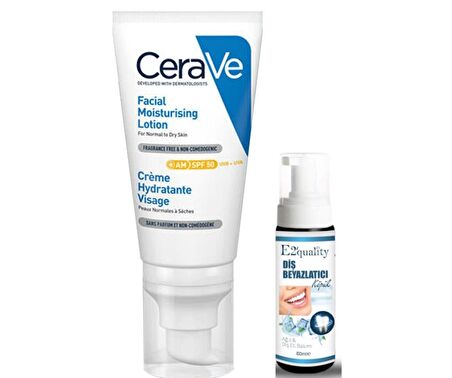 CeraVe Yüz Kremi SPF 50 52 ml - Diş Beyazlatıcı Köpük Hediye 