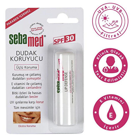 Sebamed SPF 30 Üçlü Etkili Dudak Kremi 4.8 gr- Diş Beyazlatıcı Köpük Hediye