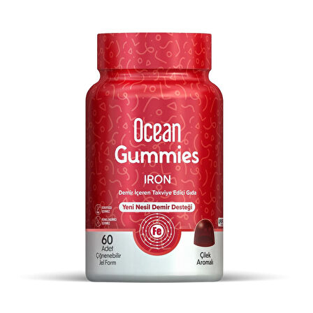 Ocean Gummies İron 60 Çiğnenebilir Jel Form