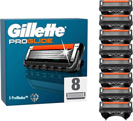 Gillette Fusion Proglide Yedek Erkek Tıraş Bıçağı 8'li - Diş Beyazlatıcı Köpük Hediye