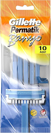Gillette Permatik Banyo Kullan At Erkek Tıraş Bıçağı 10 Adet - Diş Beyazlatıcı Köpük Hediye