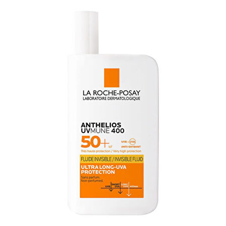 La Roche Posay Anthelios UVmune400 Invisible Fluid Tüm Cilt Tipleri İçin SPF50+ Yüz Güneş Kremi 50 ml - Diş Beyazlatıcı Köpük Hediye