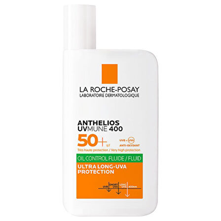 La Roche Posay Anthelios UVmune400 Oil Control Fluide SPF50+ Karma ve Yağlı İçin Yüz Güneş Kremi 50 ml - Diş Beyazlatıcı Köpük Hediye
