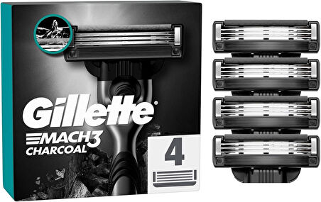 Gillette Mach3 Charcoal Yedek Tıraş Bıçağı 4'lü - Diş Beyazlatıcı Köpük Hediye