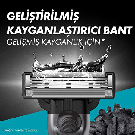 Gillette Mach3 Charcoal Yedek Tıraş Bıçağı 4'lü - Diş Beyazlatıcı Köpük Hediye