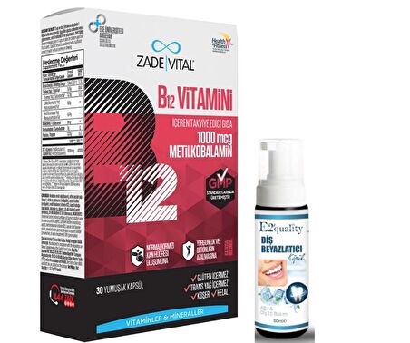 Zade Vital Vitamin B12 30 Yumuşak Kapsül - Diş Beyazlatıcı Köpük Hediye