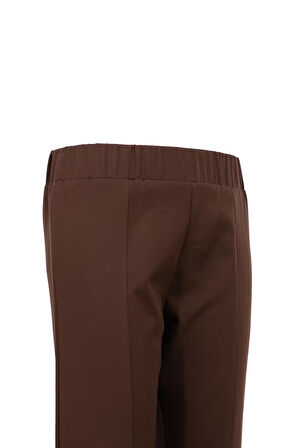 Oppland Kadın Hürrem Kumaş Premium Dokuma Pantolon Düz Renk Cepli Yırtmaçlı Paça Tam Kalıp