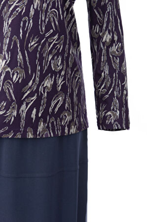 Oppland Kadın Bluz Viskon Penye Kumaş Bağcık Yakalı Simli Model Uzun Kollu Likralı Rahat Tam Kalıp