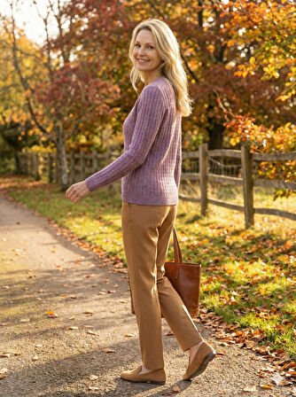 Oppland Kadın Kışlık Triko Kazak Yünlü Premium Yumuşak Dokulu Modern Desenli