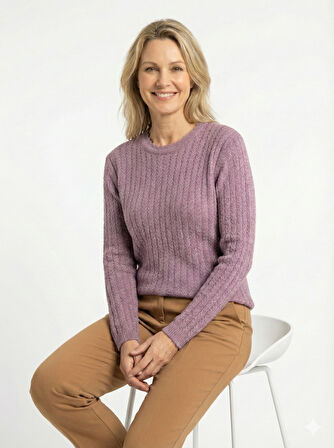 Oppland Kadın Kışlık Triko Kazak Yünlü Premium Yumuşak Dokulu Modern Desenli