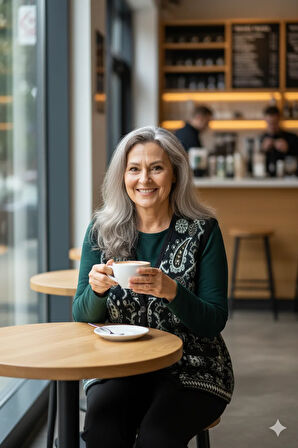 Oppland Kadın Kışlık Anne Yelek Pamuklu Triko Örme Anadolu Desenli Cepli Düğmeli Rahat Tam Kalıp