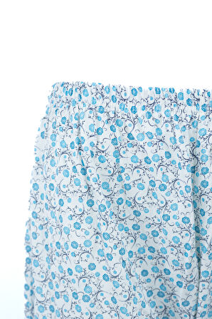 Oppland Kadın Yazlık içik Anne Pijama Altı Lastikli Paça %100 Pamuk Çiçekli Desenli Klasik Rahat