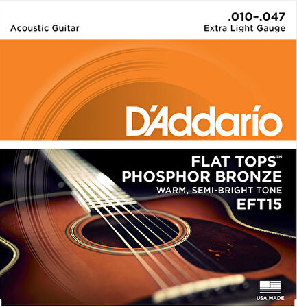 DADDARİO EFT15 FLAT TOPS EXTRA LİGHT TAKIM TEL AKUSTİK GİTAR TELİ 010-047