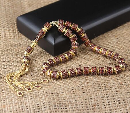 Zirkon Taşlı Gümüş İmameli 925 Ayar Gümüş Tesbih 66778w