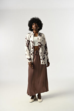 KADIN KARIŞIK DESENLİ OVERSİZE GÖMLEK