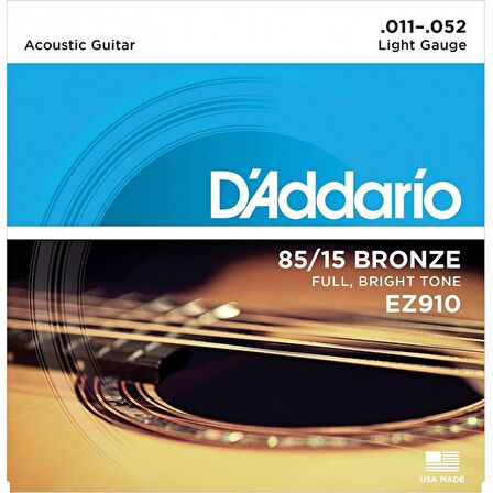 DADDARİO EZ910 LİGHT TAKIM TEL AKUSTİK GİTAR TELİ 011-052