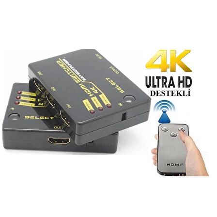 Hdmi Switch 5 Port Çoklayıcı Kumandalı 4k Ultra Hd Destekli Switch