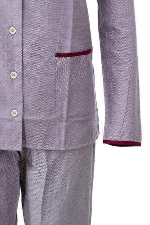 Oppland Kadın Şık Klasik Model Pijama Takımı Premium %100Pamuk Poplin Kumaş Düğmeli Tarz Model Cepli