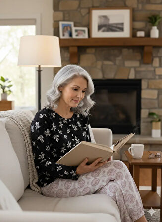 Oppland Kadın Kışlık Kadın Anne içlik Pijama Altı %100 Pamuk içi Miflonlu Klasik Beli Lastikli Rahat