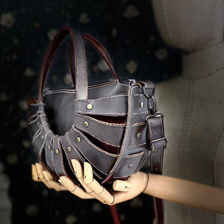 CARIDEA El Yapımı Hakiki Deri Bayan Çanta, Clutch, El Omuz Çantası v19