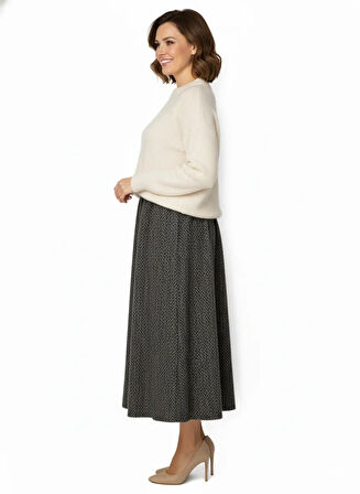 Oppland Kadın Kışlık Parçalı Anne Etek Çizgi Desenli Şardonlu Beli Lastikli Pamuklu Kalın Dokulu