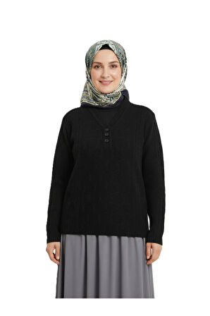 Oppland Kadın Kışlık Triko Kazak Kardelen Örme V Yaka Yumuşacık Rahat Tam Kalıp